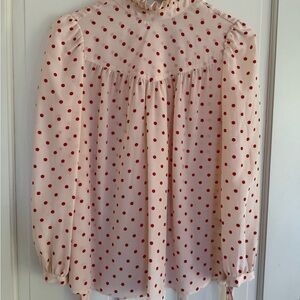 Goop Label Pink Blouse with Red Polka Dots